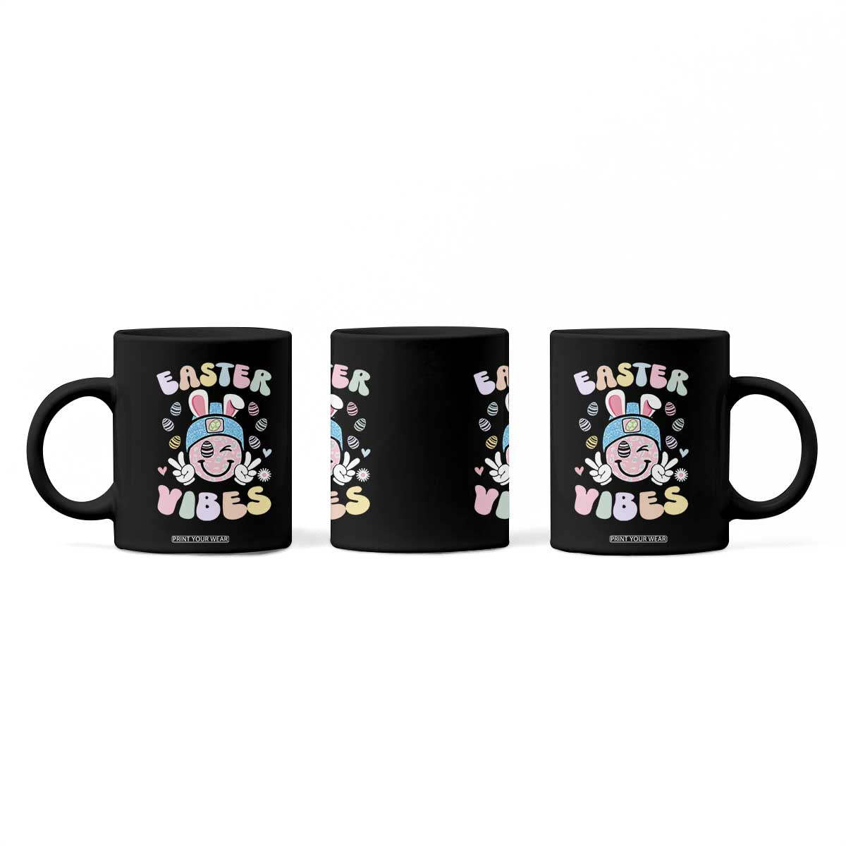 Groovy Easter Vibes Coffee Mug Retro Bunny Smile Eggs TS10 Print Your Wear