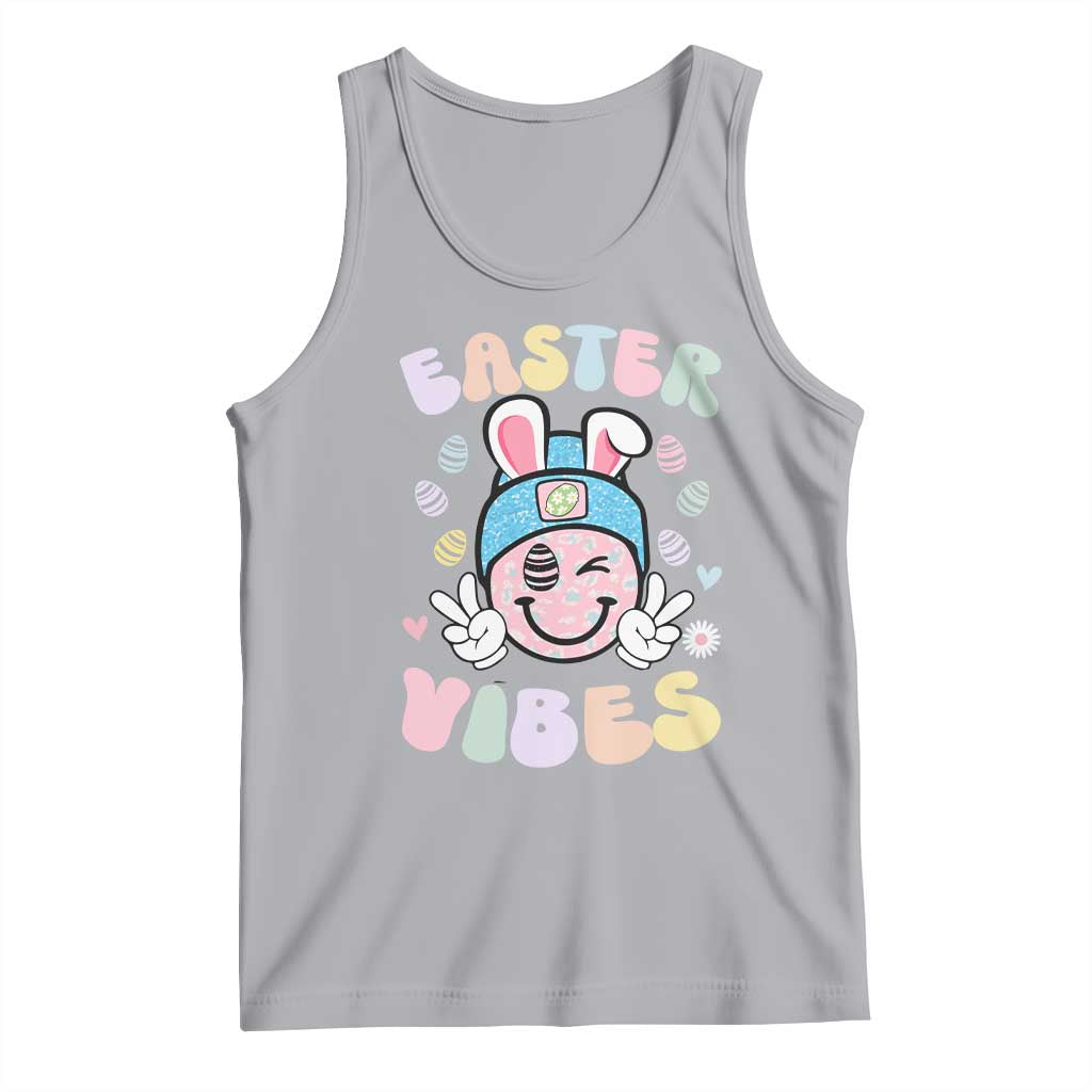Groovy Easter Vibes Tank Top Retro Bunny Smile Eggs TS10 Athletic Heather Print Your Wear