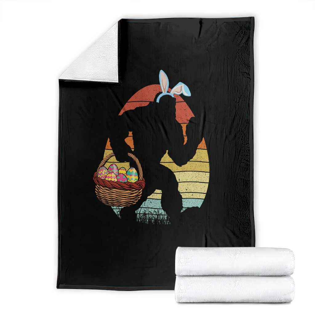 Bigfoot Easter Throw Blanket Bunny Sasquatch Eggs Retro TS10 Black Print Your Wear