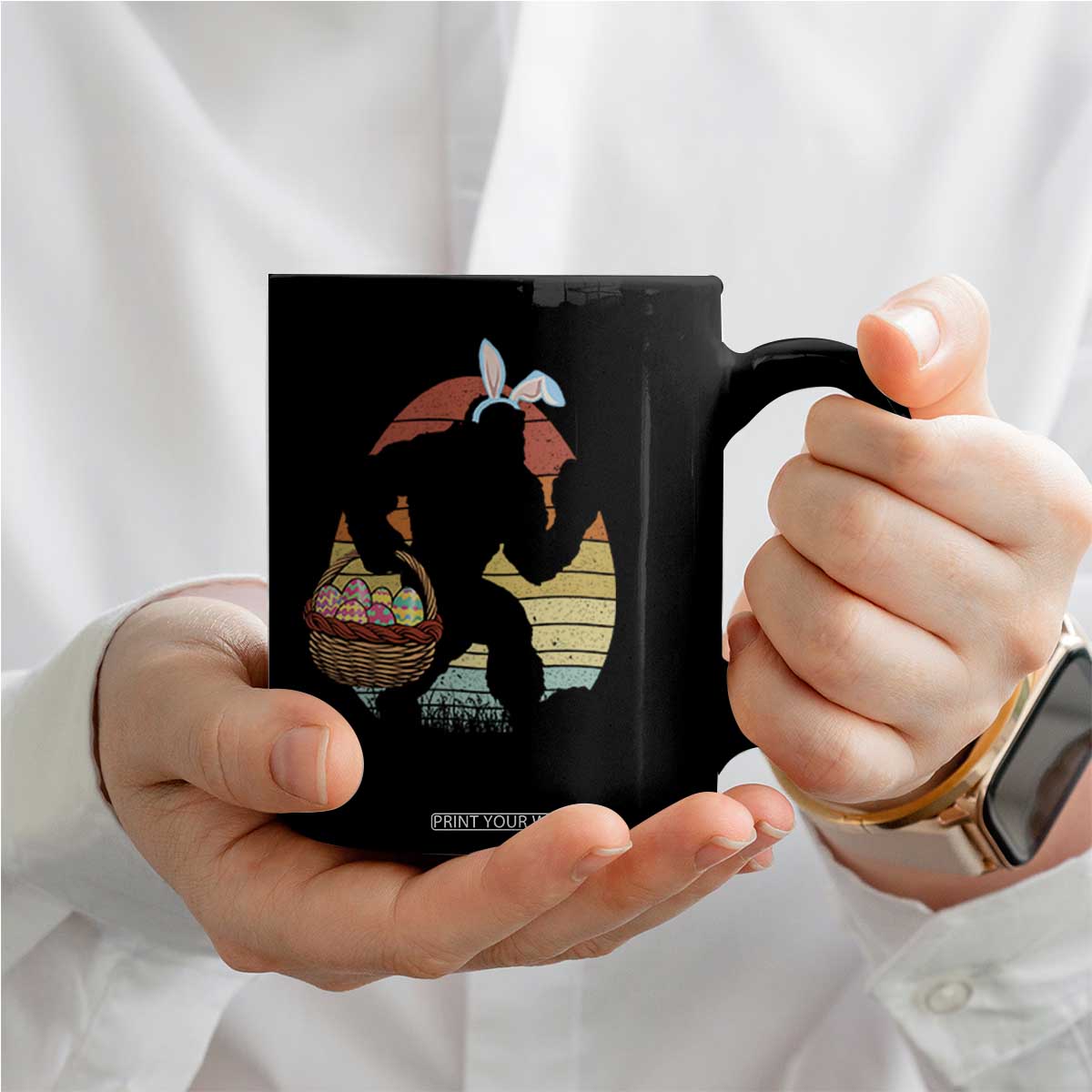 Bigfoot Easter Coffee Mug Bunny Sasquatch Eggs Retro TS10 Print Your Wear