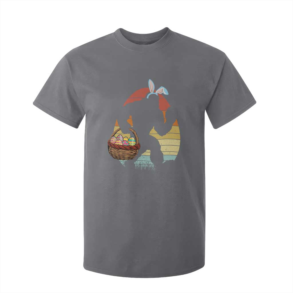 Bigfoot Easter T Shirt For Kid Bunny Sasquatch Eggs Retro TS10 Charcoal Print Your Wear