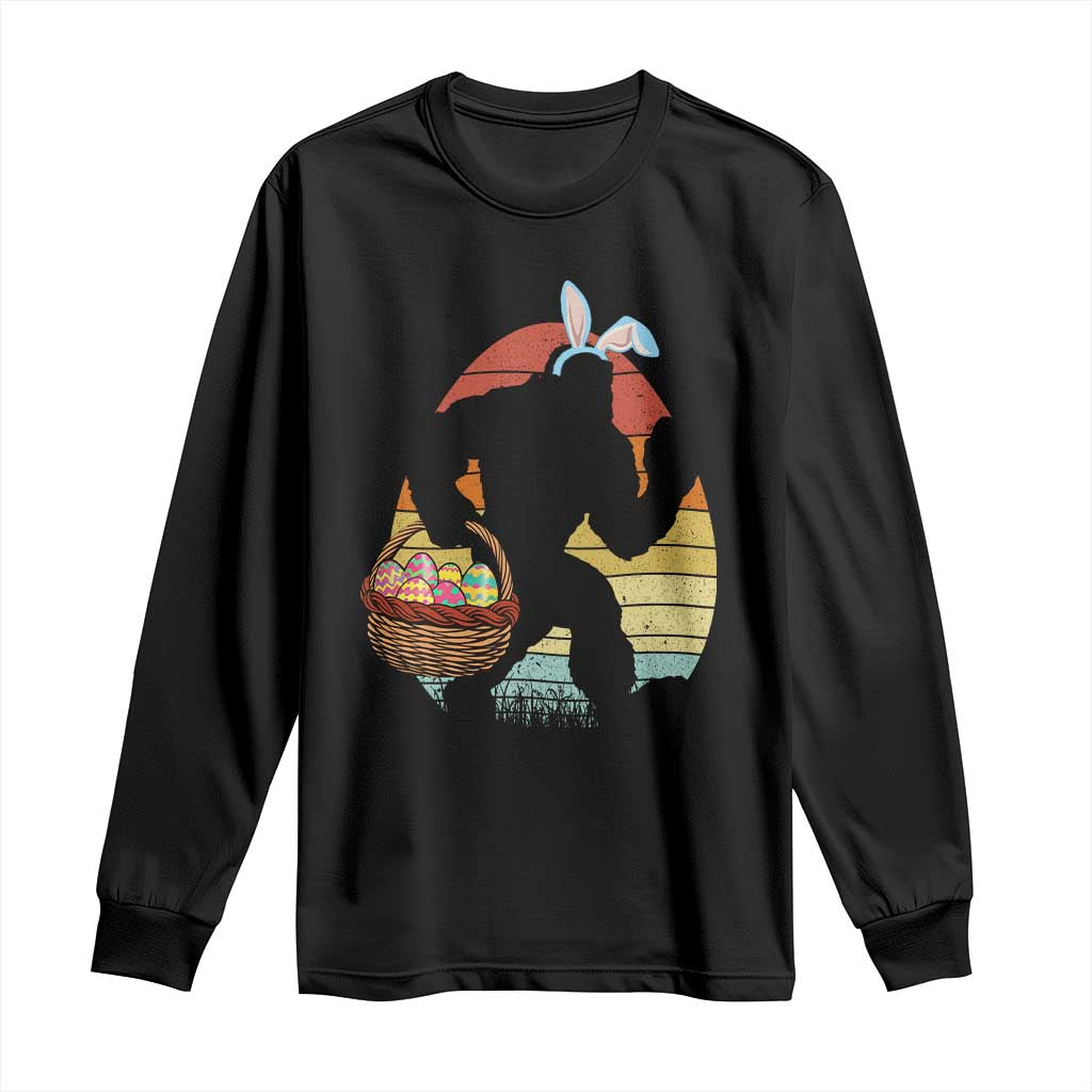 Bigfoot Easter Long Sleeve Shirt Bunny Sasquatch Eggs Retro TS10 Black Print Your Wear