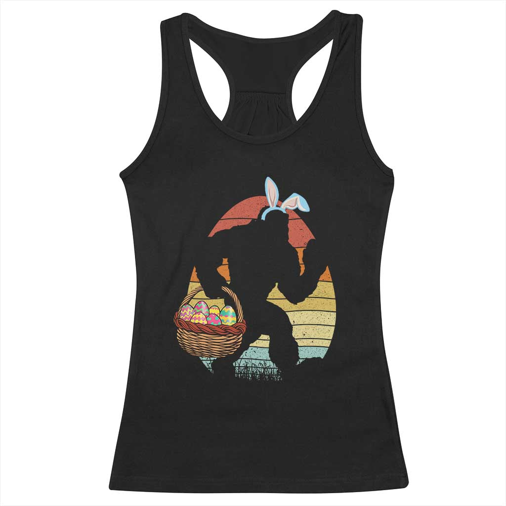 Bigfoot Easter Racerback Tank Top Bunny Sasquatch Eggs Retro TS10 Black Print Your Wear