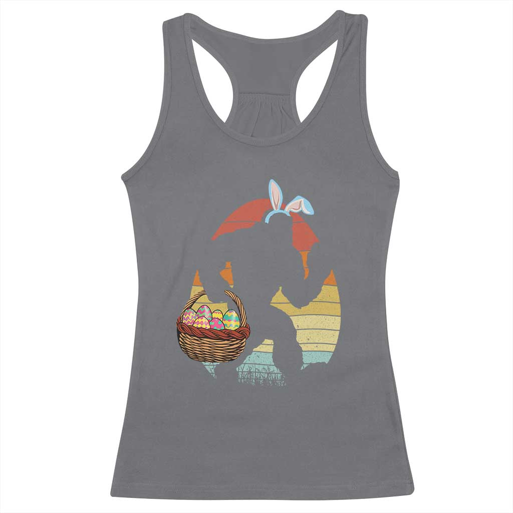 Bigfoot Easter Racerback Tank Top Bunny Sasquatch Eggs Retro TS10 Charcoal Print Your Wear