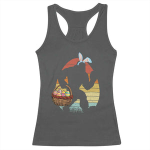 Bigfoot Easter Racerback Tank Top Bunny Sasquatch Eggs Retro TS10 Dark Heather Print Your Wear