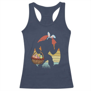 Bigfoot Easter Racerback Tank Top Bunny Sasquatch Eggs Retro TS10 Navy Print Your Wear