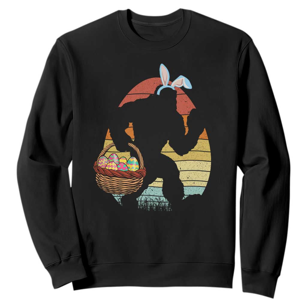 Bigfoot Easter Sweatshirt Bunny Sasquatch Eggs Retro TS10 Black Print Your Wear