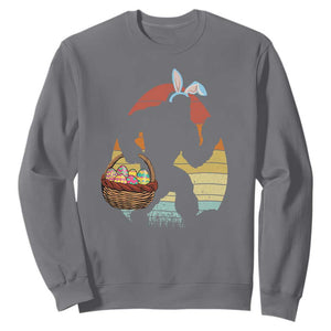 Bigfoot Easter Sweatshirt Bunny Sasquatch Eggs Retro TS10 Charcoal Print Your Wear