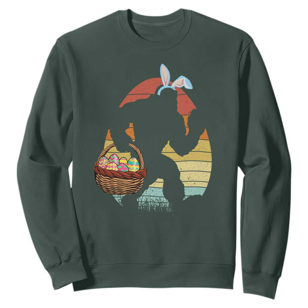 Bigfoot Easter Sweatshirt Bunny Sasquatch Eggs Retro TS10 Dark Forest Green Print Your Wear