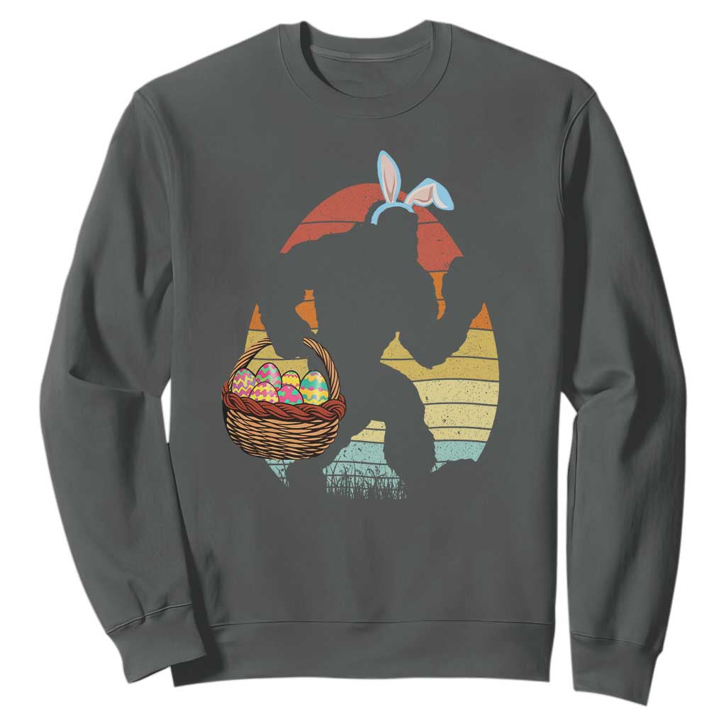 Bigfoot Easter Sweatshirt Bunny Sasquatch Eggs Retro TS10 Dark Heather Print Your Wear