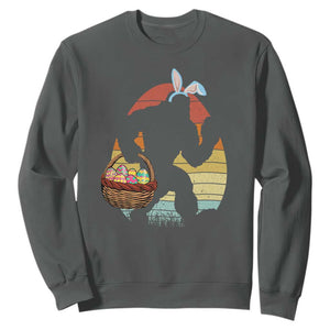 Bigfoot Easter Sweatshirt Bunny Sasquatch Eggs Retro TS10 Dark Heather Print Your Wear