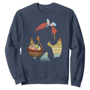 Bigfoot Easter Sweatshirt Bunny Sasquatch Eggs Retro TS10 Navy Print Your Wear