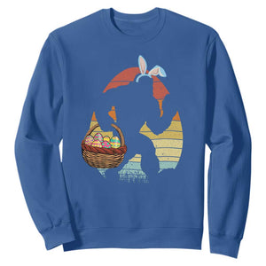 Bigfoot Easter Sweatshirt Bunny Sasquatch Eggs Retro TS10 Royal Blue Print Your Wear