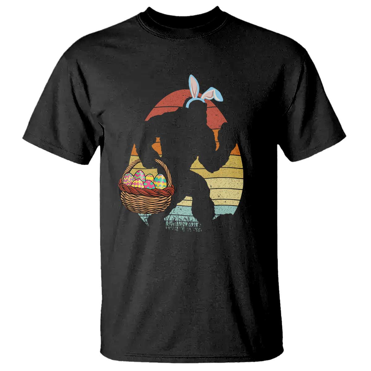 Bigfoot Easter T Shirt Bunny Sasquatch Eggs Retro TS10 Black Print Your Wear