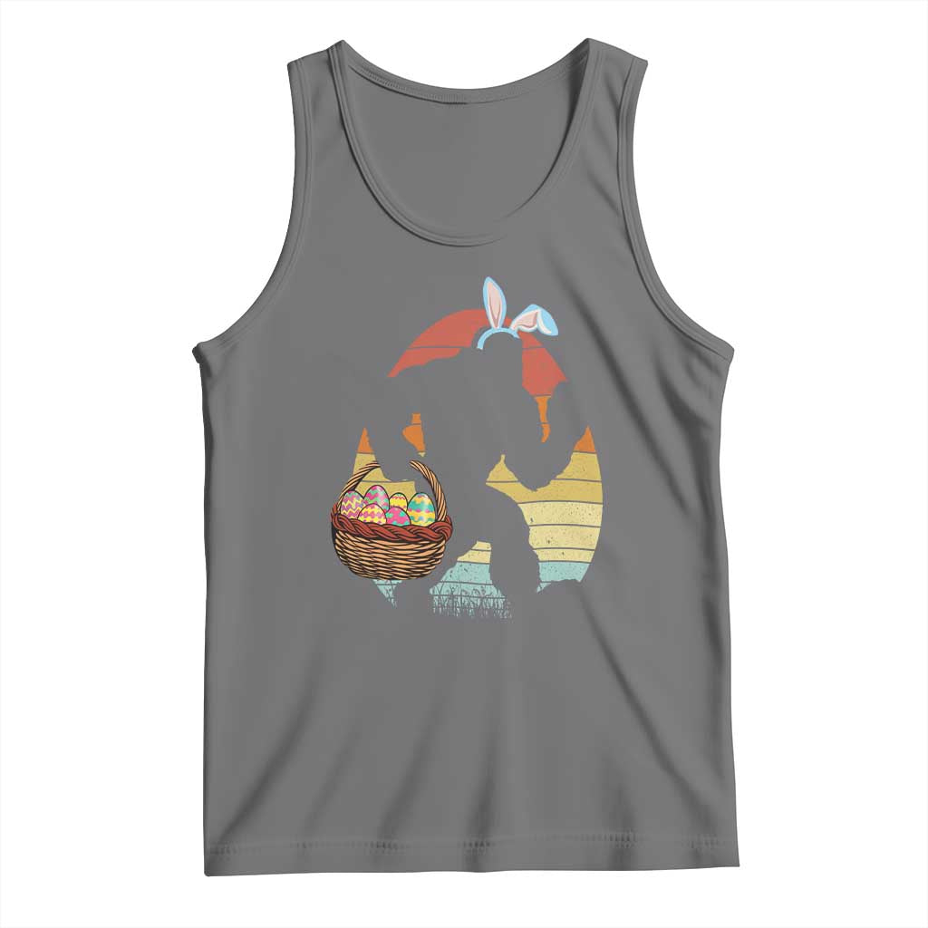 Bigfoot Easter Tank Top Bunny Sasquatch Eggs Retro TS10 Black Heather Print Your Wear
