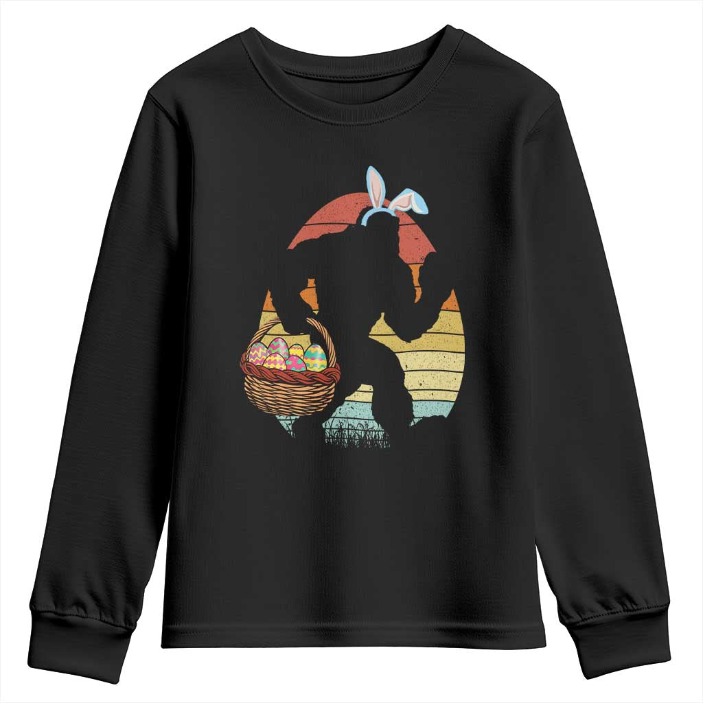 Bigfoot Easter Youth Sweatshirt Bunny Sasquatch Eggs Retro TS10 Black Print Your Wear
