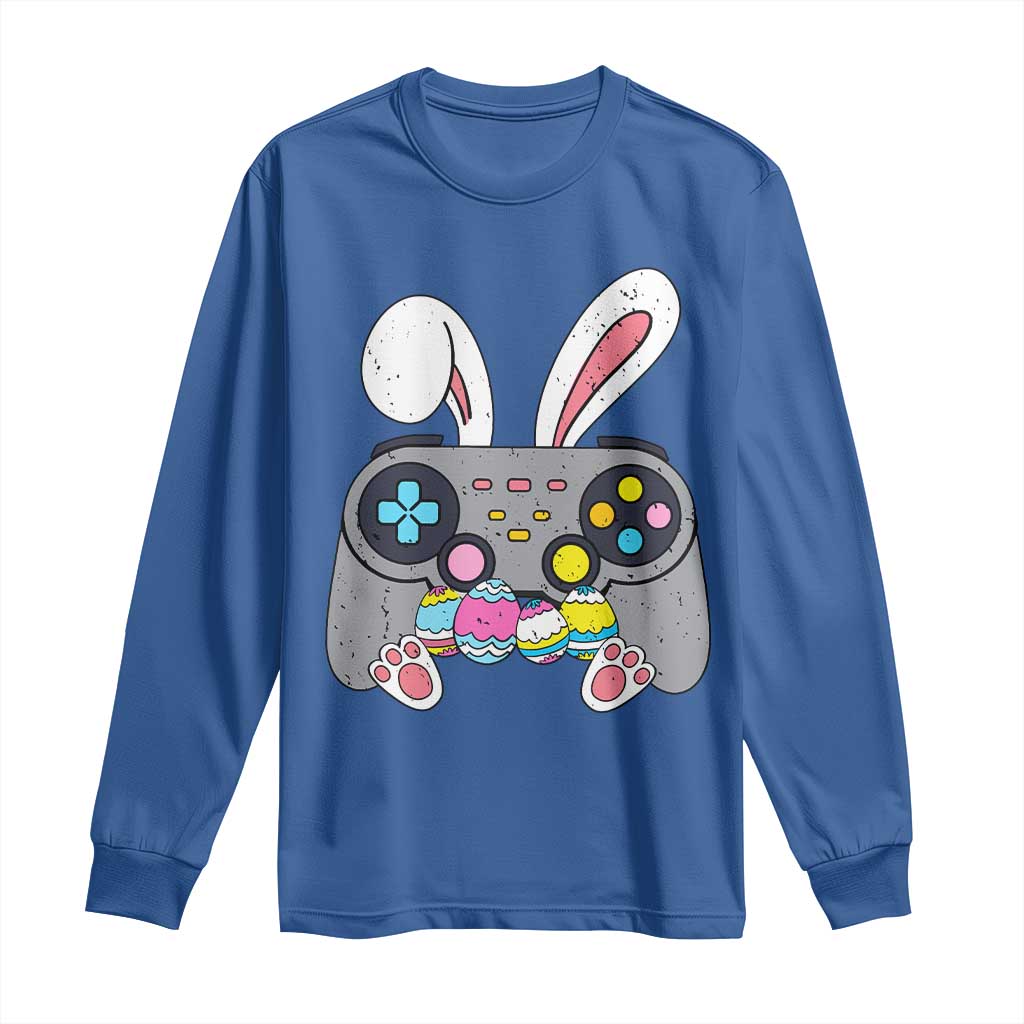 Easter Video Game Long Sleeve Shirt Bunny Eggs Gaming Gamer TS10 Royal Blue Print Your Wear
