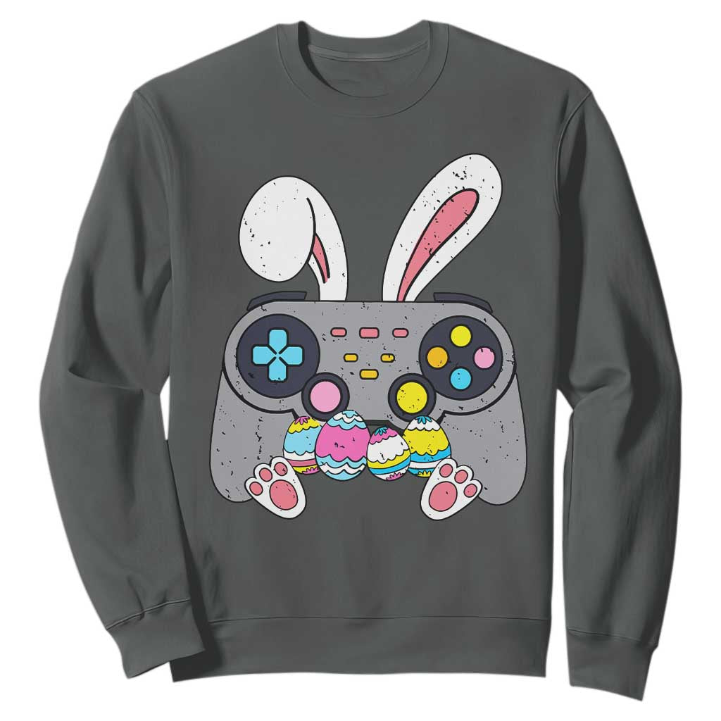 Easter Video Game Sweatshirt Bunny Eggs Gaming Gamer TS10 Dark Heather Print Your Wear