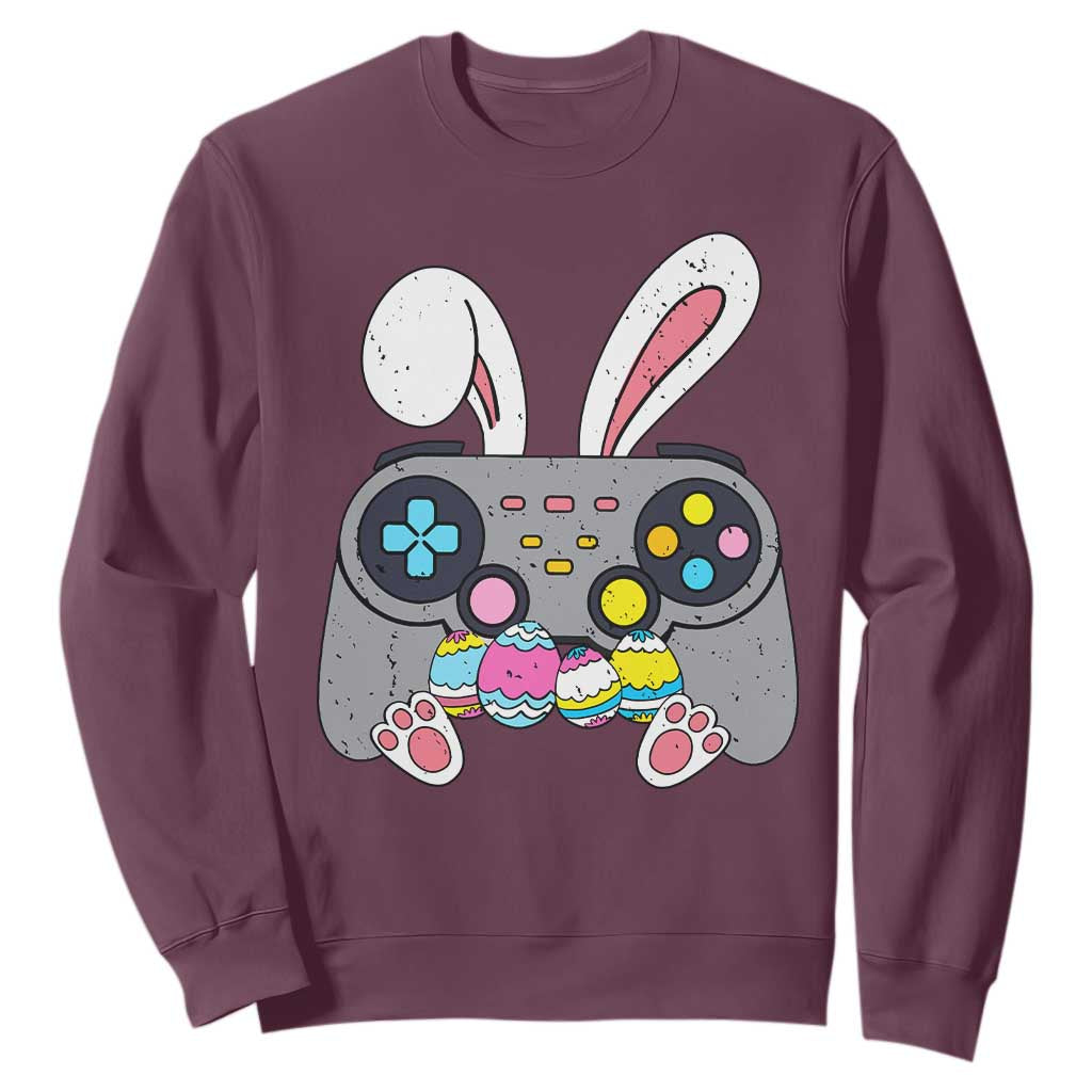 Easter Video Game Sweatshirt Bunny Eggs Gaming Gamer TS10 Maroon Print Your Wear