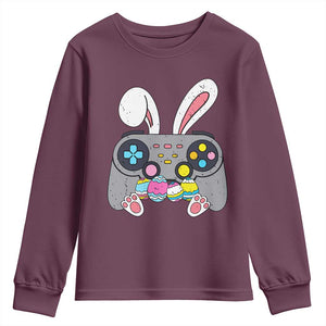 Easter Video Game Youth Sweatshirt Bunny Eggs Gaming Gamer TS10 Maroon Print Your Wear