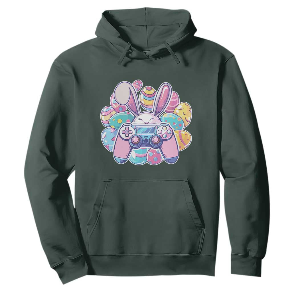 Easter Video Game Hoodie Cute Bunny Eggs Gaming Gamer TS10 Dark Forest Green Print Your Wear