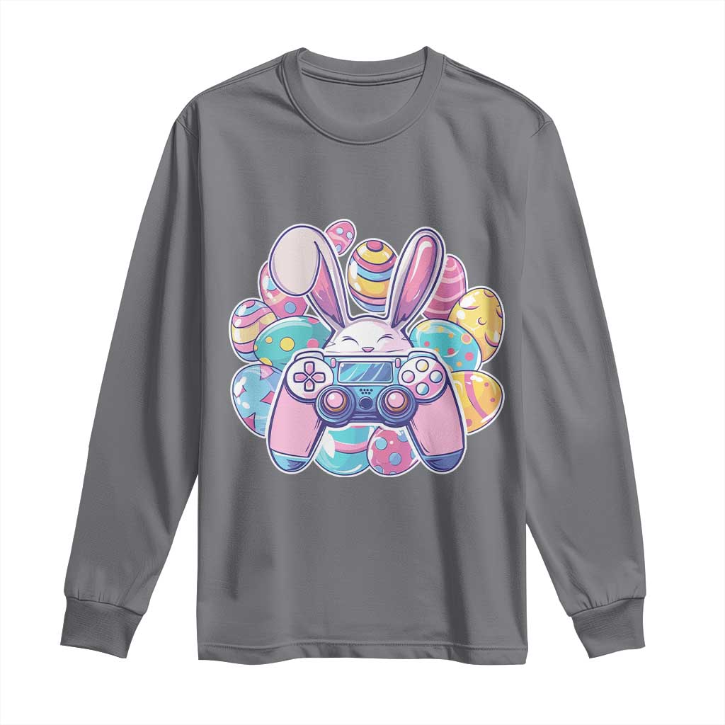 Easter Video Game Long Sleeve Shirt Cute Bunny Eggs Gaming Gamer TS10 Charcoal Print Your Wear