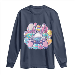 Easter Video Game Long Sleeve Shirt Cute Bunny Eggs Gaming Gamer TS10 Navy Print Your Wear