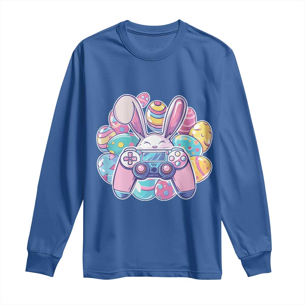 Easter Video Game Long Sleeve Shirt Cute Bunny Eggs Gaming Gamer TS10 Royal Blue Print Your Wear