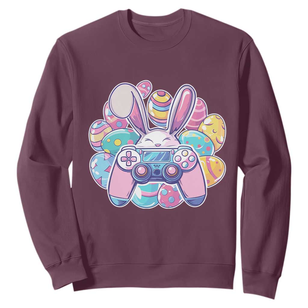 Easter Video Game Sweatshirt Cute Bunny Eggs Gaming Gamer TS10 Maroon Print Your Wear