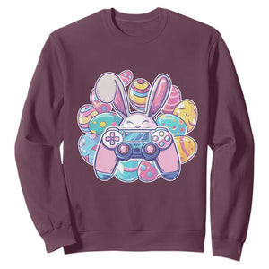 Easter Video Game Sweatshirt Cute Bunny Eggs Gaming Gamer TS10 Maroon Print Your Wear