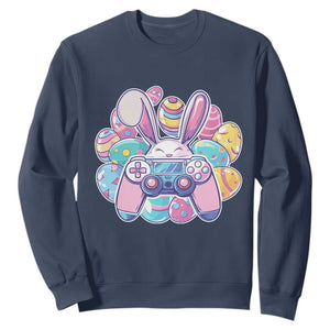 Easter Video Game Sweatshirt Cute Bunny Eggs Gaming Gamer TS10 Navy Print Your Wear