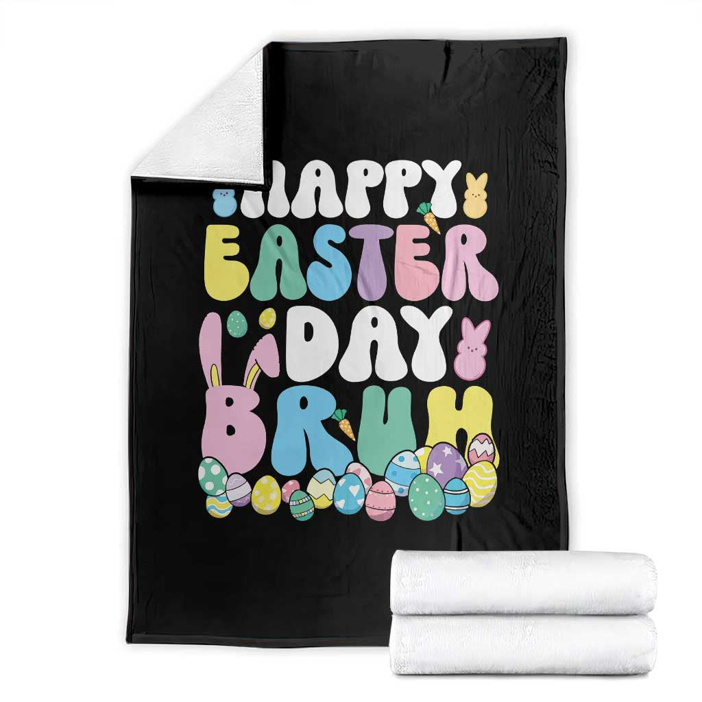 Bruh Easter Throw Blanket Teens Boys Kids Cute Bunny Eggs TS10 Black Print Your Wear