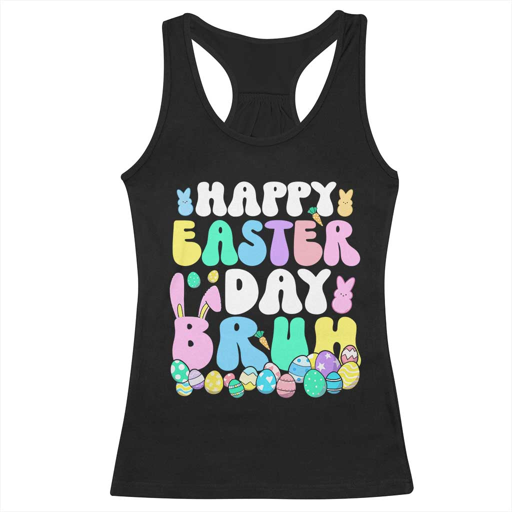 Bruh Easter Racerback Tank Top Teens Boys Kids Cute Bunny Eggs TS10 Black Print Your Wear