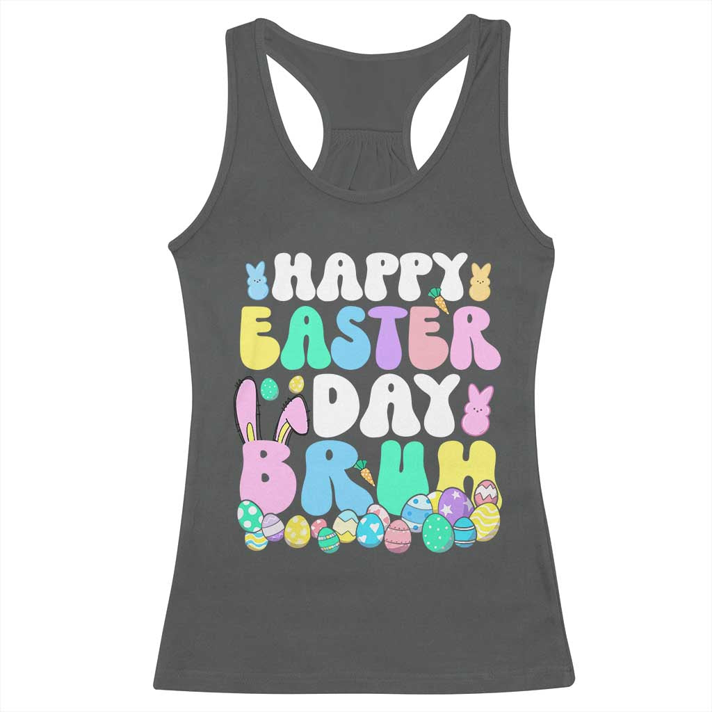 Bruh Easter Racerback Tank Top Teens Boys Kids Cute Bunny Eggs TS10 Dark Heather Print Your Wear