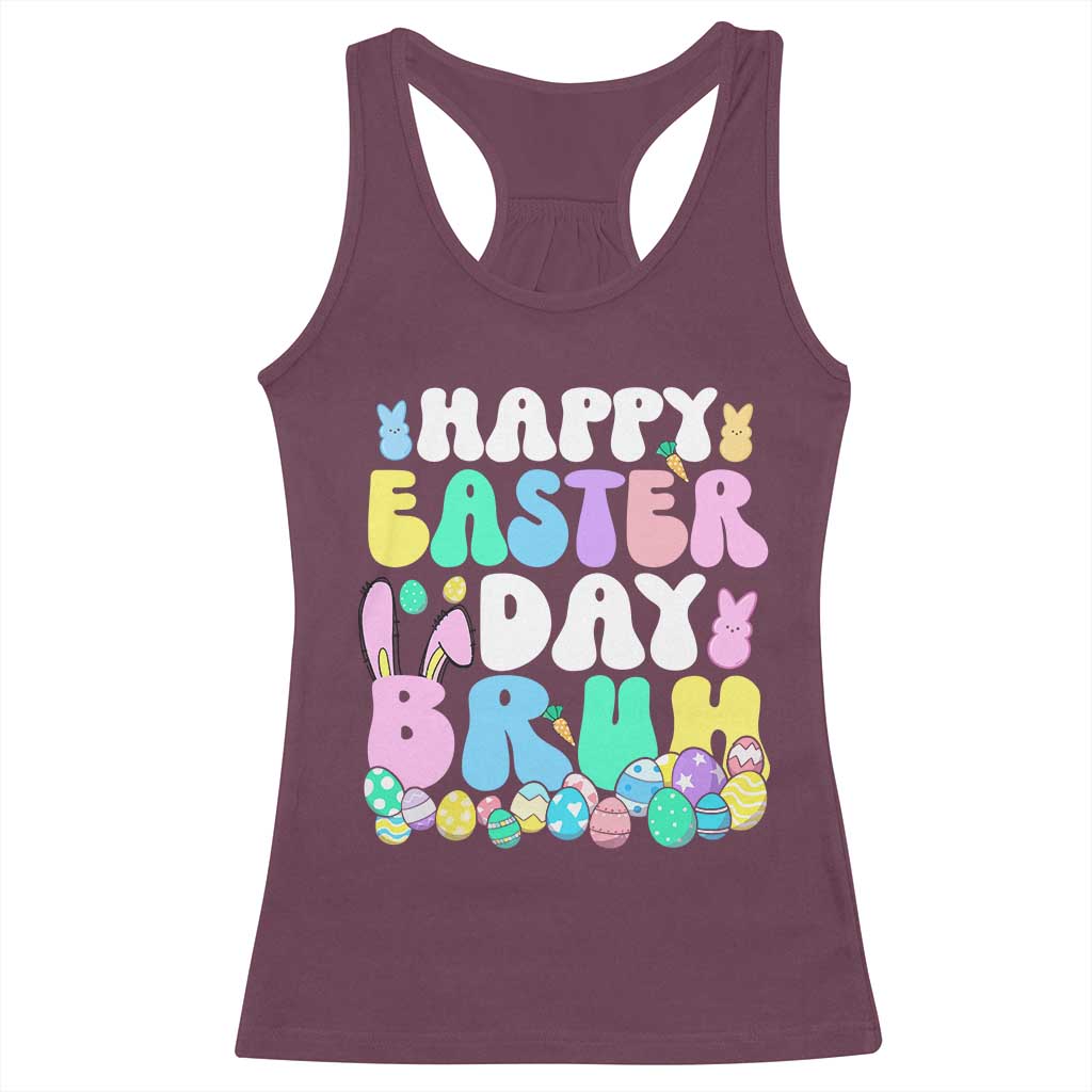 Bruh Easter Racerback Tank Top Teens Boys Kids Cute Bunny Eggs TS10 Maroon Print Your Wear