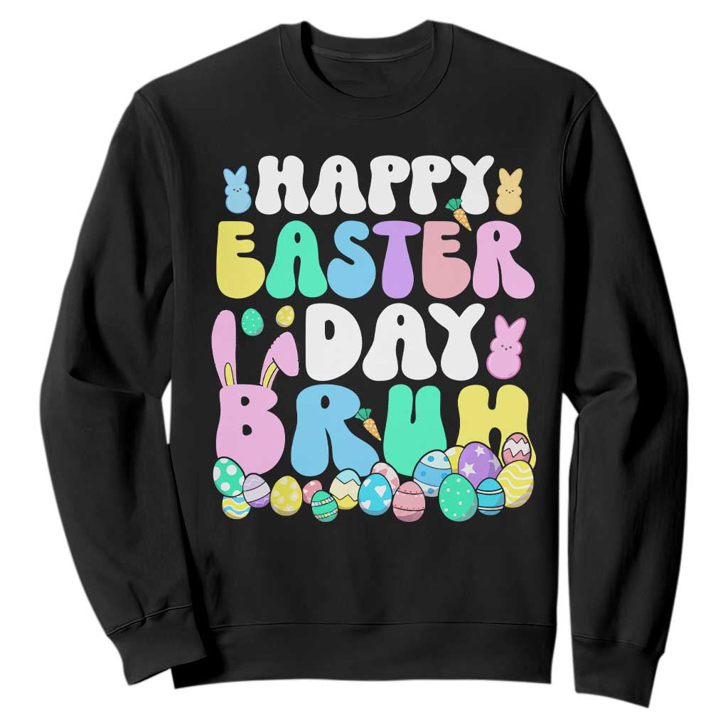 Bruh Easter Sweatshirt Teens Boys Kids Cute Bunny Eggs TS10 Black Print Your Wear