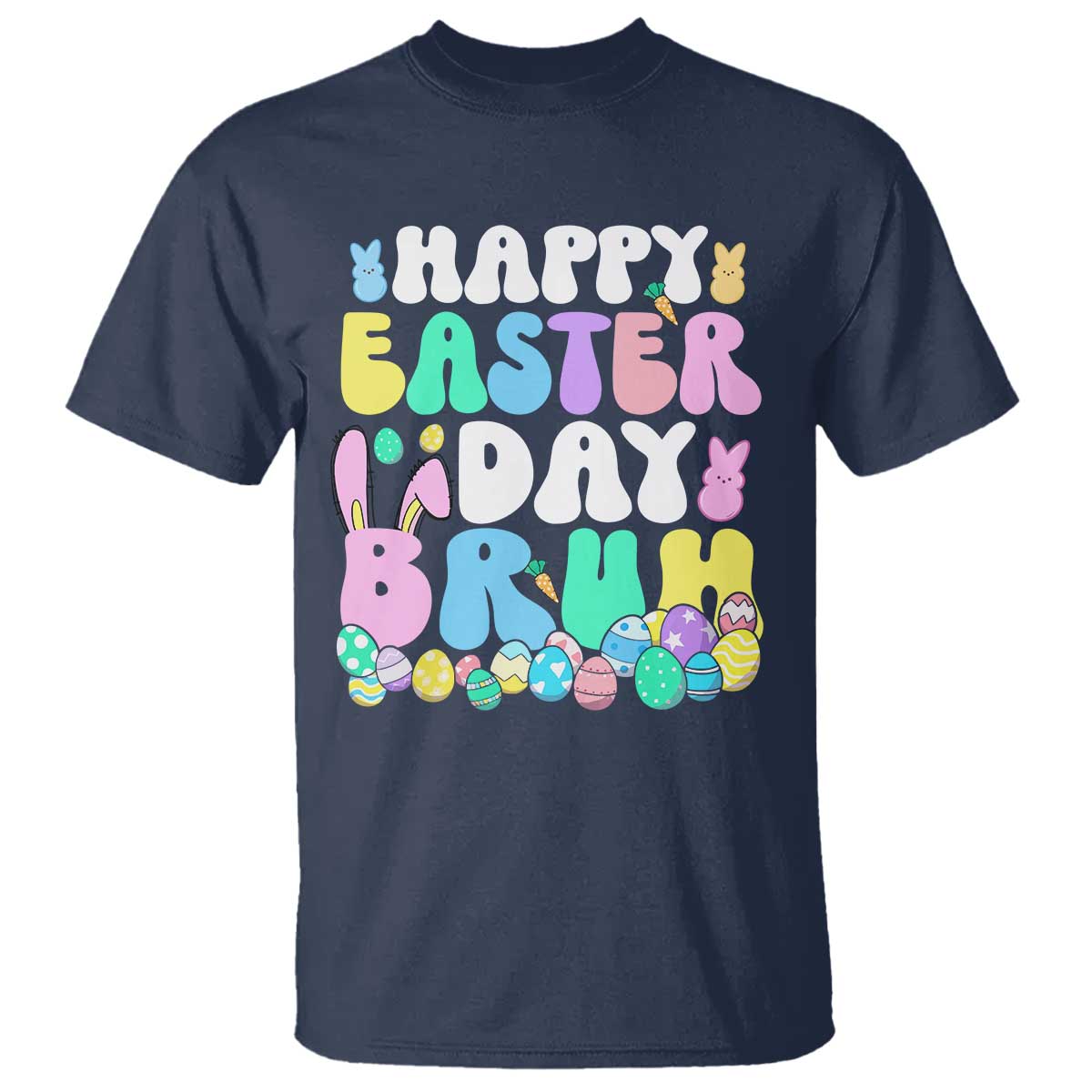Bruh Easter T Shirt Teens Boys Kids Cute Bunny Eggs TS10 Navy Print Your Wear