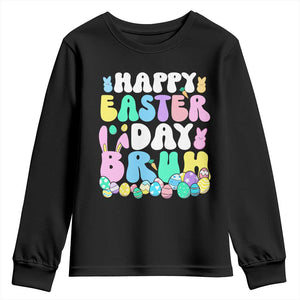 Bruh Easter Youth Sweatshirt Teens Boys Kids Cute Bunny Eggs TS10 Black Print Your Wear