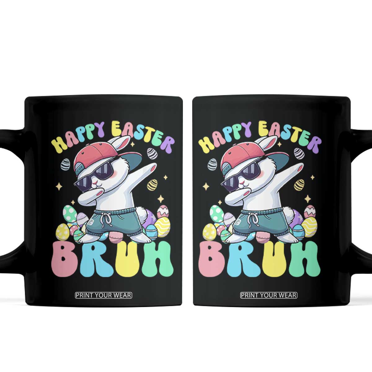 Bruh Easter Coffee Mug Funny Bunny Dab Rabbit Dance TS10 Black Print Your Wear