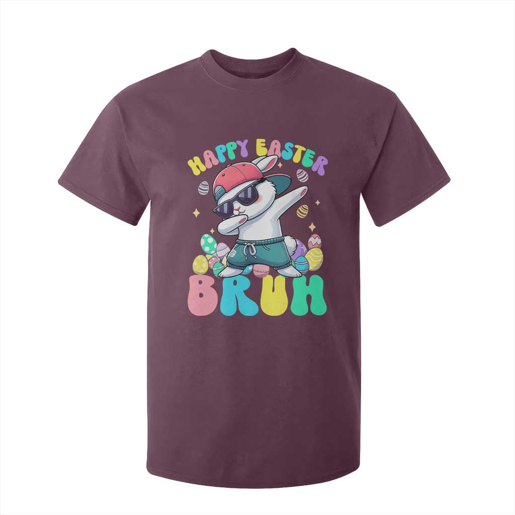 Bruh Easter T Shirt For Kid Funny Bunny Dab Rabbit Dance TS10 Maroon Print Your Wear