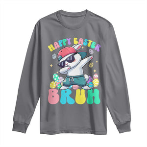 Bruh Easter Long Sleeve Shirt Funny Bunny Dab Rabbit Dance TS10 Charcoal Print Your Wear