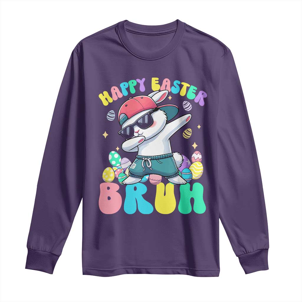 Bruh Easter Long Sleeve Shirt Funny Bunny Dab Rabbit Dance TS10 Purple Print Your Wear