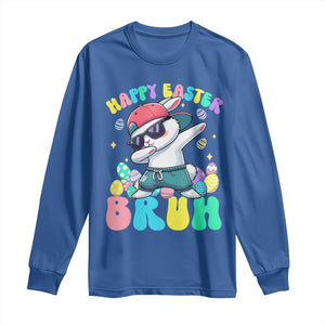 Bruh Easter Long Sleeve Shirt Funny Bunny Dab Rabbit Dance TS10 Royal Blue Print Your Wear