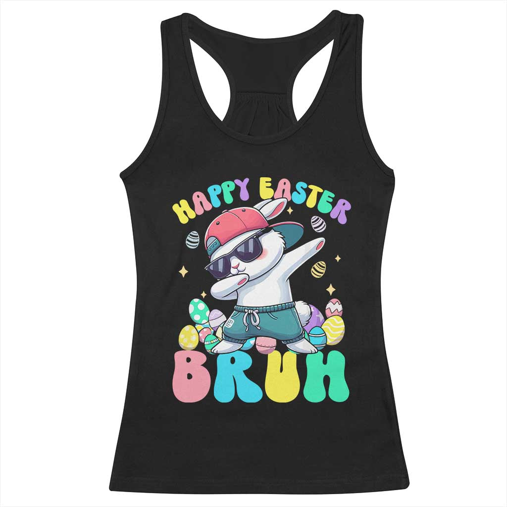Bruh Easter Racerback Tank Top Funny Bunny Dab Rabbit Dance TS10 Black Print Your Wear