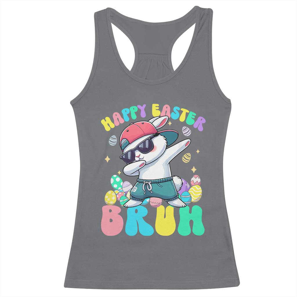 Bruh Easter Racerback Tank Top Funny Bunny Dab Rabbit Dance TS10 Charcoal Print Your Wear