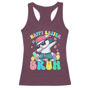 Bruh Easter Racerback Tank Top Funny Bunny Dab Rabbit Dance TS10 Maroon Print Your Wear