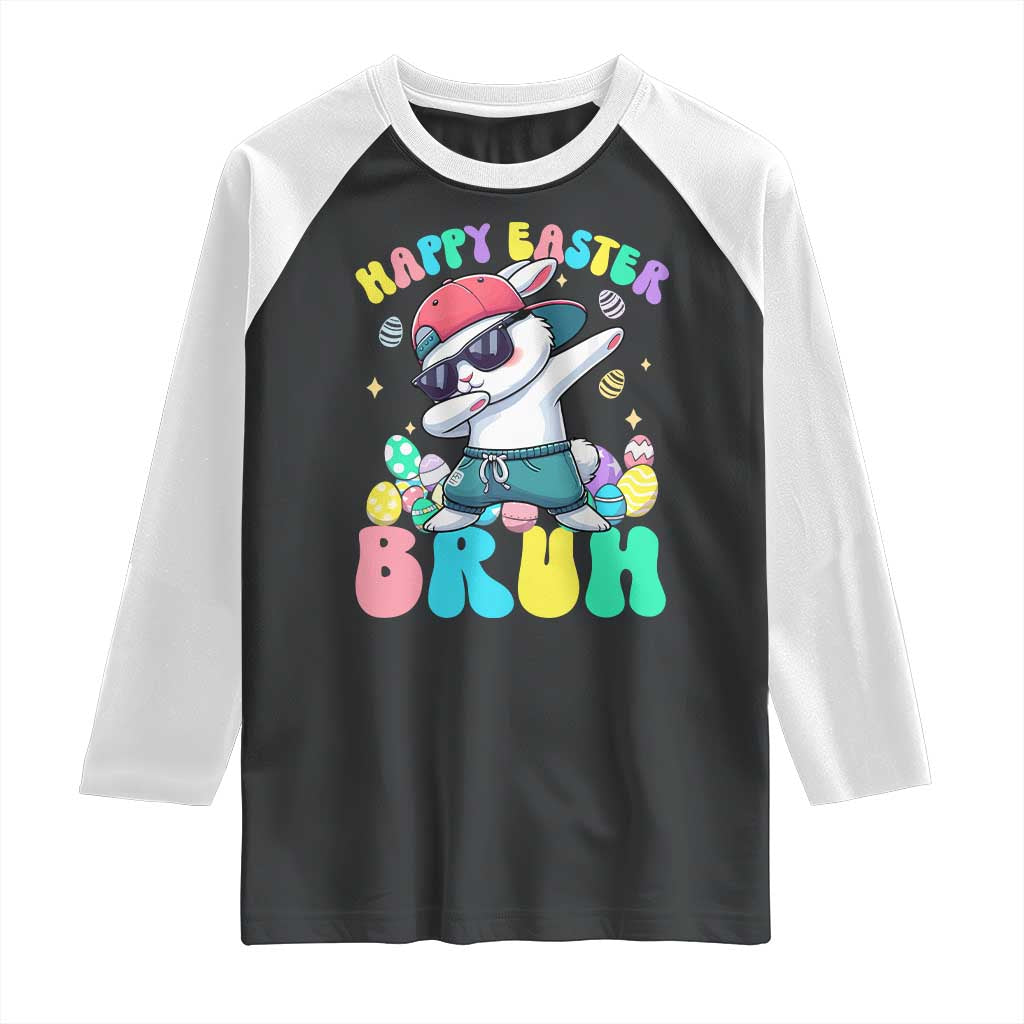 Bruh Easter Raglan Shirt Funny Bunny Dab Rabbit Dance TS10 Black White Print Your Wear