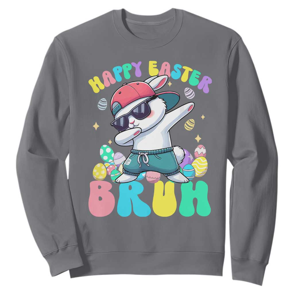 Bruh Easter Sweatshirt Funny Bunny Dab Rabbit Dance TS10 Charcoal Print Your Wear