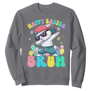 Bruh Easter Sweatshirt Funny Bunny Dab Rabbit Dance TS10 Charcoal Print Your Wear