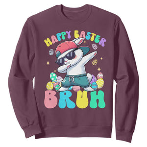 Bruh Easter Sweatshirt Funny Bunny Dab Rabbit Dance TS10 Maroon Print Your Wear